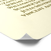 6 Tabel Elegant Gold & Cream Wedding Seding Chart Poster (Hoek)