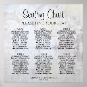 6 Tabel White Reflections Wedding Seating Chart Poster