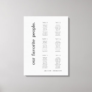6 Tabellen Modern Small Wedding Seating Chart Canvas Afdruk