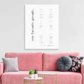 6 Tabellen Modern Small Wedding Seating Chart Canvas Afdruk (Insitu (Woonkamer))