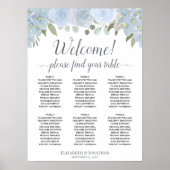 6 Table Dusty Blue Floral Tableau de Mariage Assis (Devant)