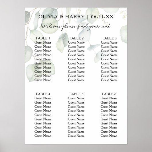 6 Tableau Aquarelle Ecalyptus Mariage Tableau de s (Devant)