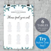 6 Tableau Cartes de sièges en Eucalyptus de feuill