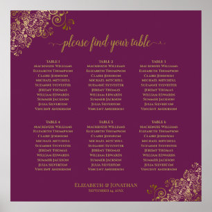 6 Tableau Cassis Mariage violet et or Tableau de s