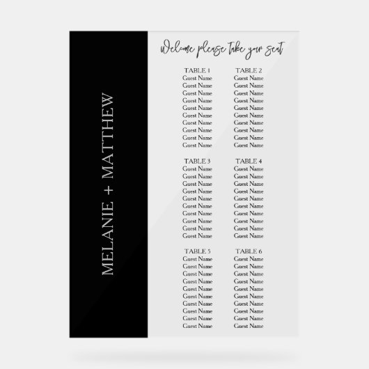 6 Tableau | Élégant tableau de sièges Mariage mode (Recto)