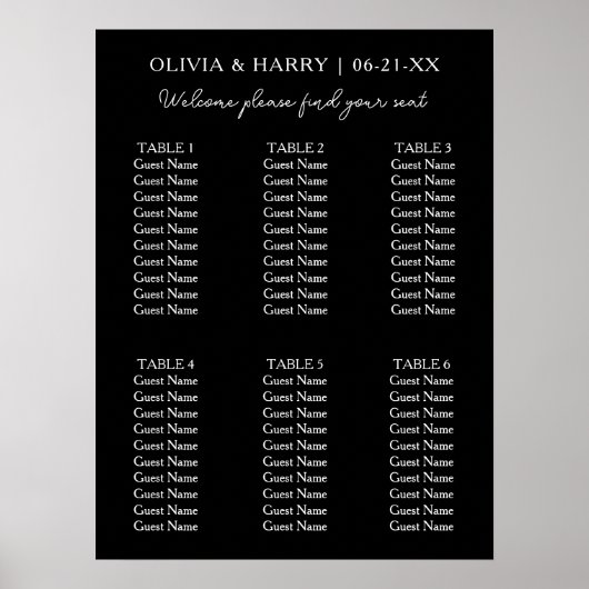 6 Tableau | Élégant tableau de sièges Mariage mode (Devant)