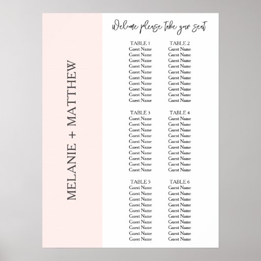 6 Tableau | Élégant tableau de sièges Mariage mode (Devant)