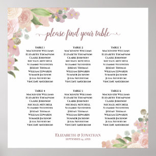 6 Tableau Mariage rose rustique