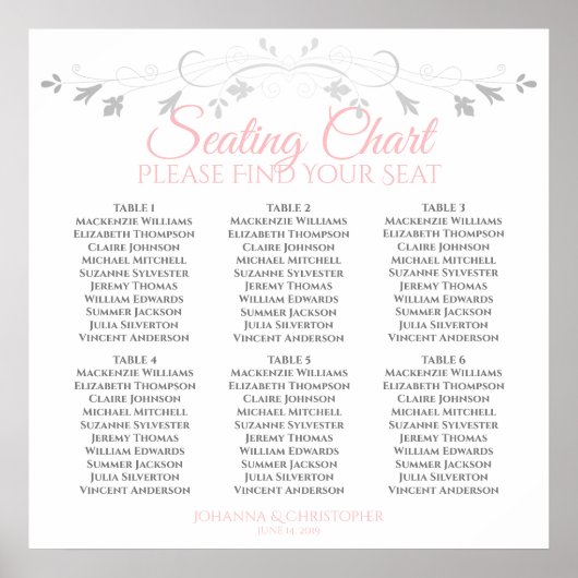 6 Tableau Tableau Mariage rose et gris (Devant)