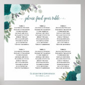 6 Tableau Tableau Roses Turquoises Sièges Mariages (Devant)