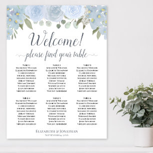 6 Tafel Stofblauw Bloemachtig Trouw Zittijd Chart Poster