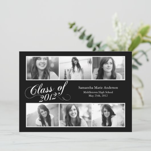 6 Uitnodiging tot Afstuderen voor fotoscript - zwa (Staand voorkant)