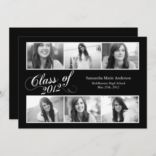 6 Uitnodiging tot Afstuderen voor fotoscript - zwa (Voorkant / Achterkant)