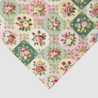 6 Vintage Bloem Vignet Tissue Papieren. Tissuepapier