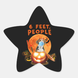 6 voet, mensen slaan een hond met Masker Halloween Ster Sticker