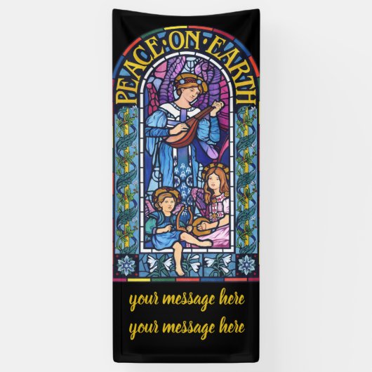 6' x 2.5' Kerst vinyl Banner Glas in lood (Verticaal)