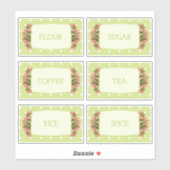 6 x Retro Green Polka dot canister labels (Vel)