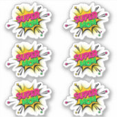 6 x Supermam Pop Art Roze Geel 4-inch Vinyl Sticker (Voorkant)