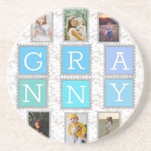 6 Zes Foto Collage Mooie Baby Familie Liefde Oma Zandsteen Onderzetter