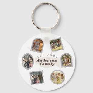 6 Zes foto's Moderne Elegant Collage Family Love Sleutelhanger