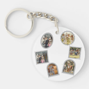 6 Zes Foto's Moderne Elegante Collage Familie Lief Sleutelhanger