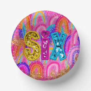 6de Cute Rainbow Gouden Glitters Papieren Kommen