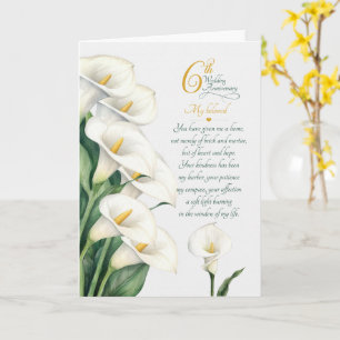 6de huwelijksverjaardag Sentimentele Calla Lelie Kaart