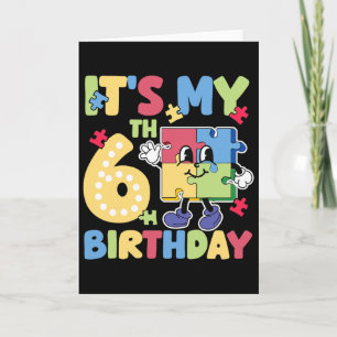 6de verjaardagsfeestje autisme 6 jaar oud autistis kaart