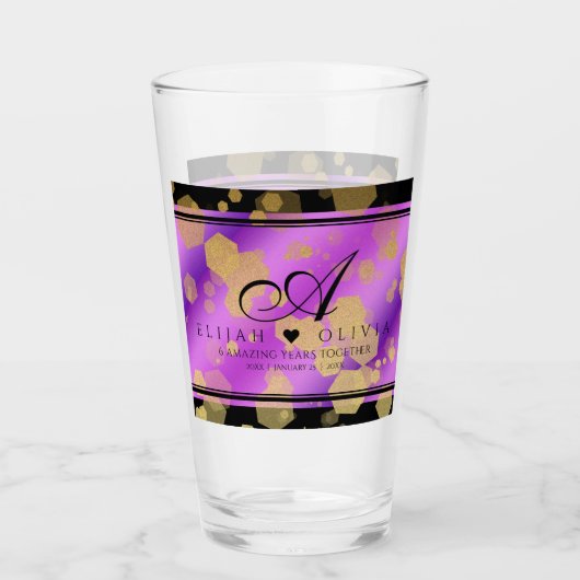 6e 33e 47e 48e Amethist Bruiloft Jubileum Glas (Voorkant)