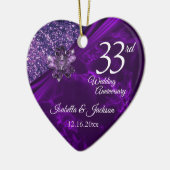 6e / 33e / 47e Amethist bruiloft Jubileum Keramisch Ornament (Links)