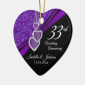 6e / 33e / 47e Amethist bruiloft Jubileum Keramisch Ornament (Links)