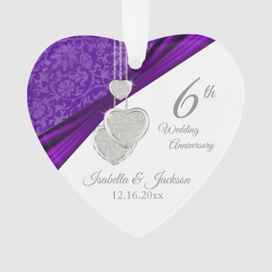 6e Amethyst Wedding Jubileum Keepslag Ornament (voorkant)
