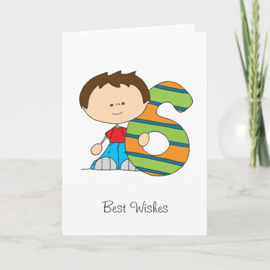 6e anniversaire - Carte de voeux - Garçon (Devant)