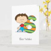 6e anniversaire - Carte de voeux - Garçon (Fleur jaune)