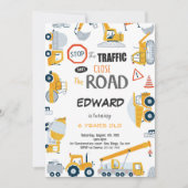 6e anniversaire Construction Boy Invitation (Devant)