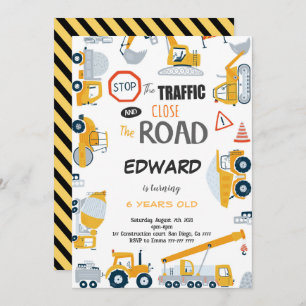 6e anniversaire Construction Boy Invitation