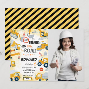 6e anniversaire Construction Photo Invitation