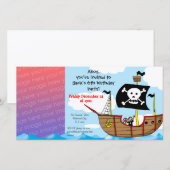 6e anniversaire de pirate invitations de fête garç (Devant / Derrière)