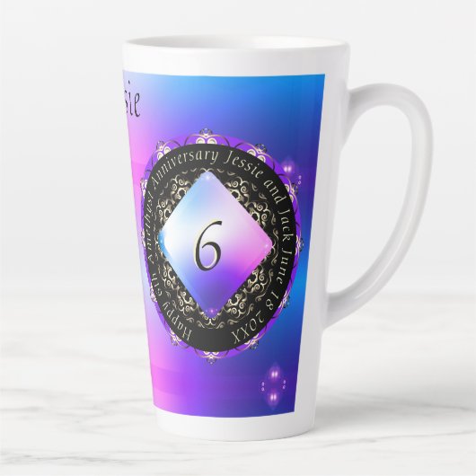 6e anniversaire du Mariage d'Améthyste Latte Mug (Droite)