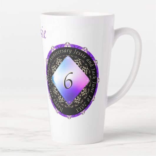 6e anniversaire du Mariage d'Améthyste Latte Mug (Droite)