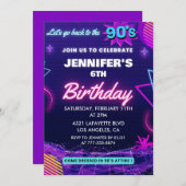 6e anniversaire invitation 90s thème Retro (Devant / Derrière)