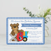 6e anniversaire Invitations de garçon Teddy Bear T (Debout devant)