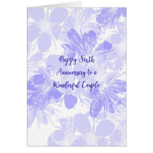 6e anniversaire Mariage Carte Fleurs bleues