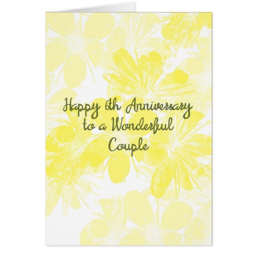 6e anniversaire Mariage Carte Fleurs Jaunes (Devant)