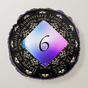6e anniversaire Mariage Coussin de ronde Amethyst
