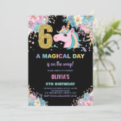6e anniversaire Unicorn Anniversaire Invitations (Debout devant)