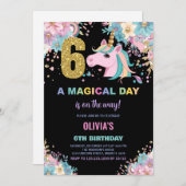 6e anniversaire Unicorn Anniversaire Invitations (Devant / Derrière)