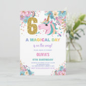 6e anniversaire Unicorn Anniversaire Invitations (Debout devant)