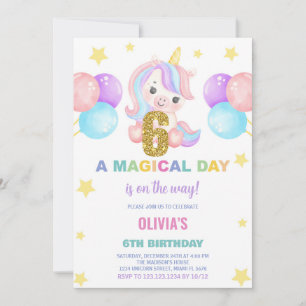 6e anniversaire Unicorn Anniversaire Invitations