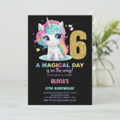 6e anniversaire Unicorn Anniversaire Invitations (Debout devant)